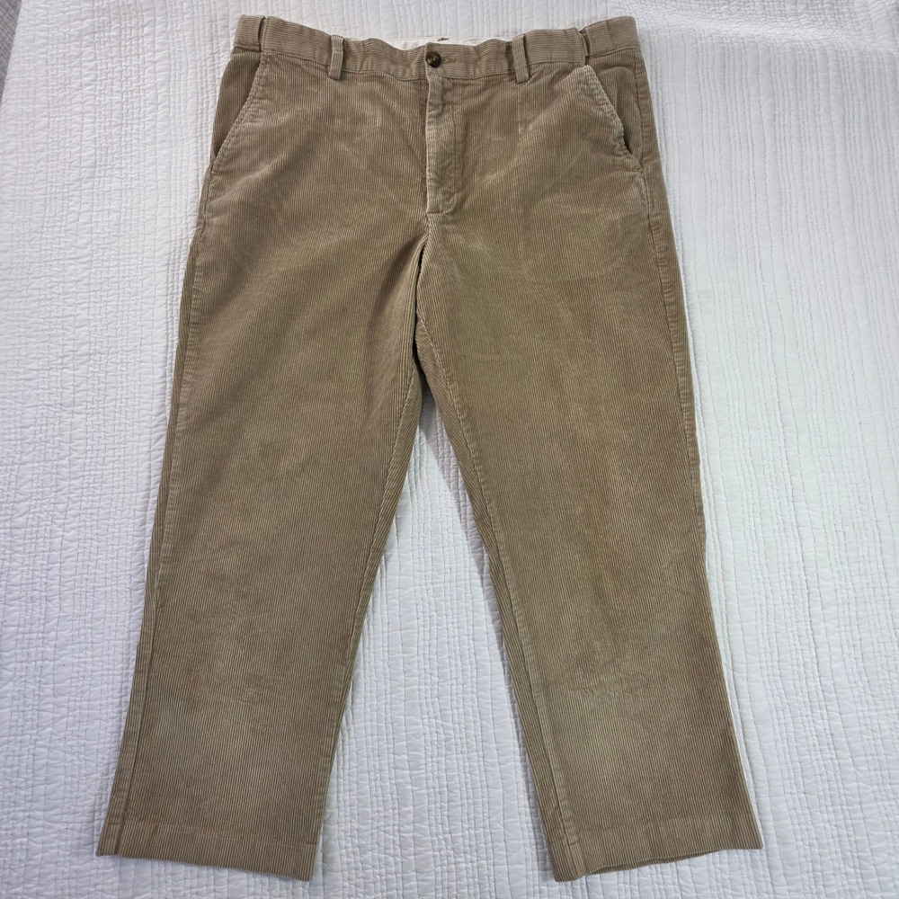 LL Bean Mens Comfort Waist Corduroy Pants 40x30 Tan Khaki Stretch Straight Leg